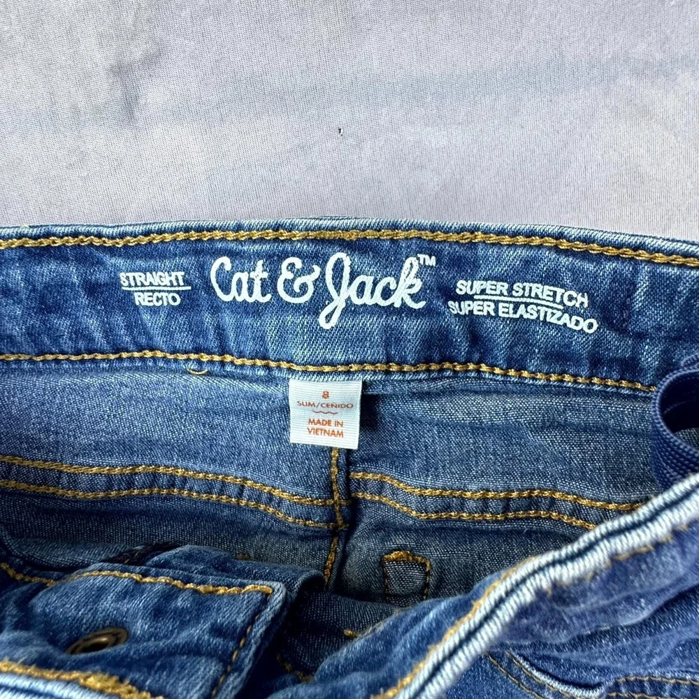 Cat & Jack Straight Jeans Boys 8 Blue Denim Medium Wash Super Stretch Streetwear